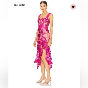 Bronx and Banco Pink Asymmetrical Ruffled Strapless Dress